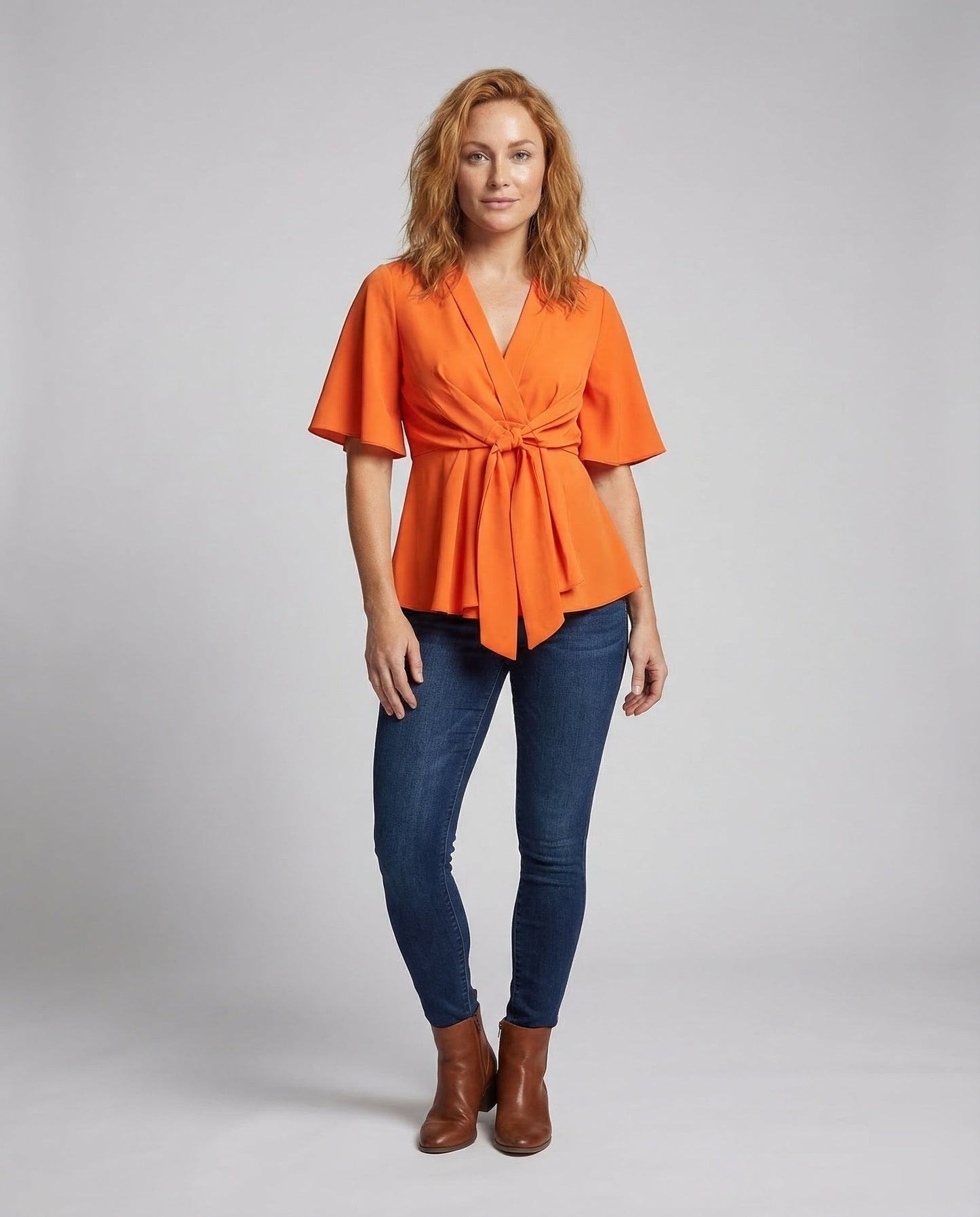 Damen Wickelbluse mit Volantärmeln - Norvielle