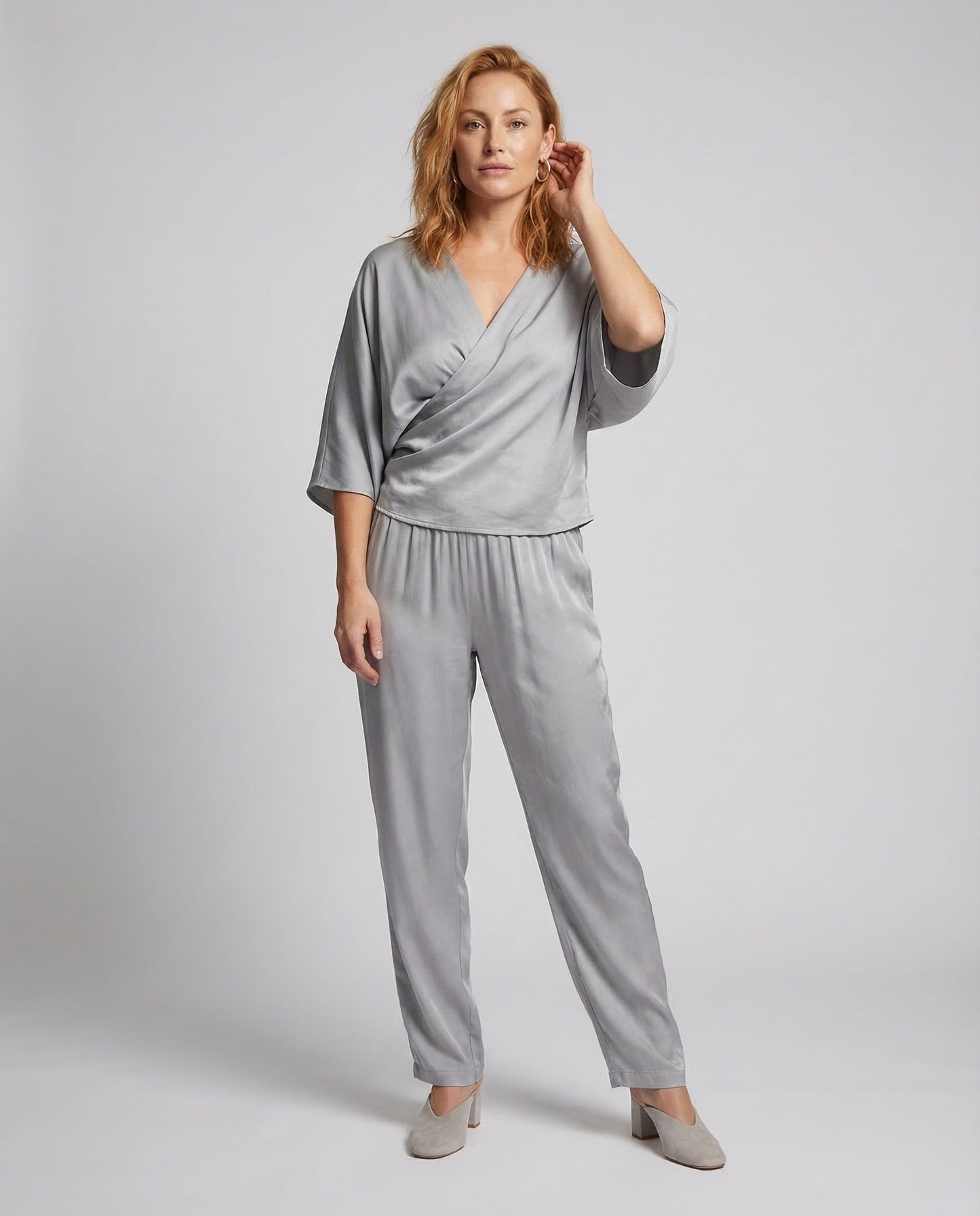Damen Satin Ensemble Palazzo Hose - Norvielle
