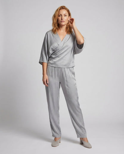 Damen Satin Ensemble Palazzo Hose - Norvielle