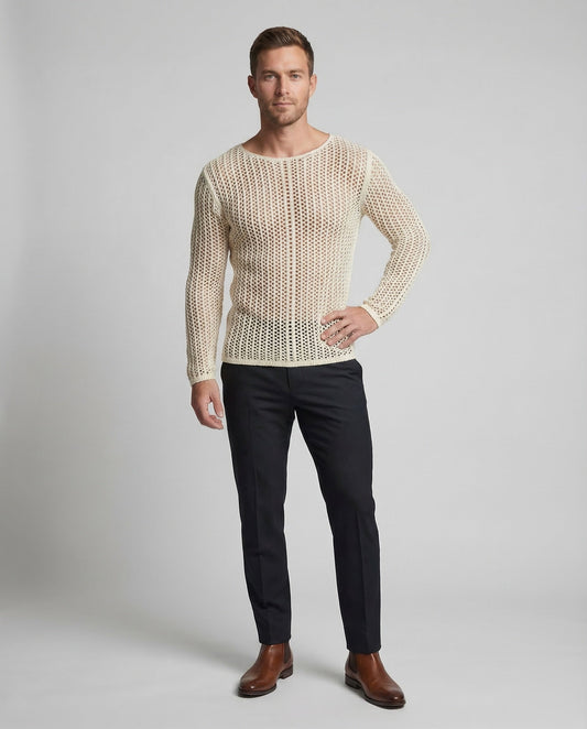 Herren Grobgestrickter Pullover Baumwollmix - Norvielle
