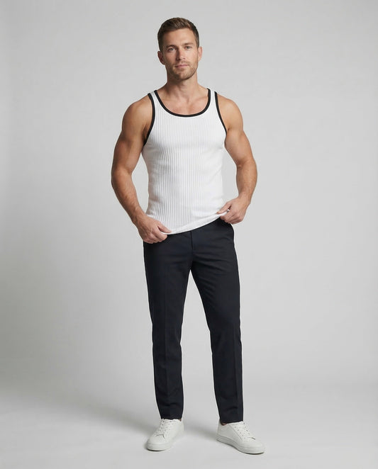 Herren Tanktop Körperbetont Kontrastpaspel - Norvielle