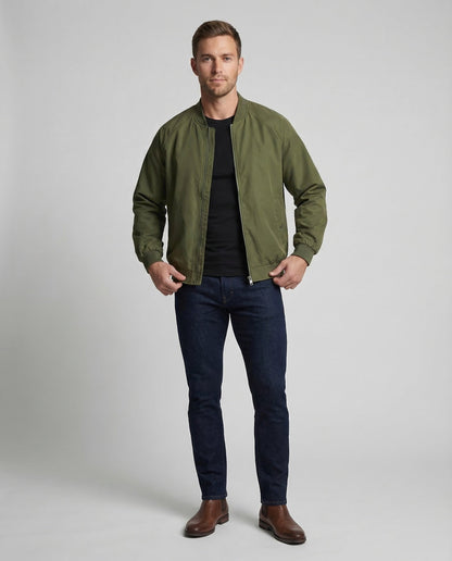 Herren Blouson Zweiwege-Reißverschluss Leder Schwarz - Norvielle
