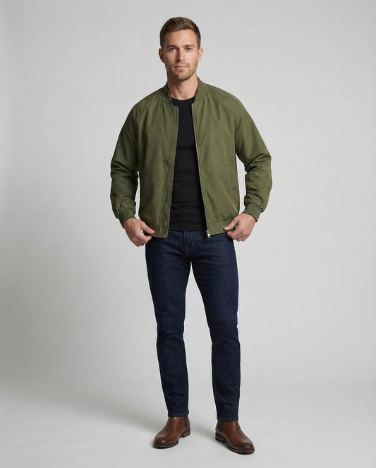 Herren Blouson Zweiwege-Reißverschluss Leder Schwarz - Norvielle