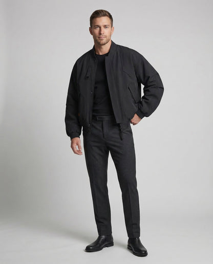 Herren Pilotenjacke D-Ring Nylon Schwarz - Norvielle