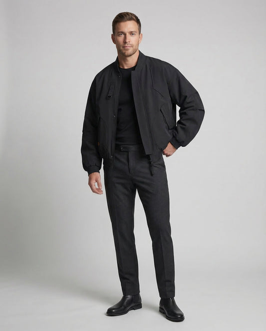 Herren Pilotenjacke D-Ring Nylon Schwarz - Norvielle