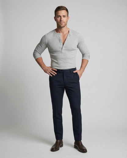 Herren Slim-Fit Henleyshirt Waffelstruktur - Norvielle