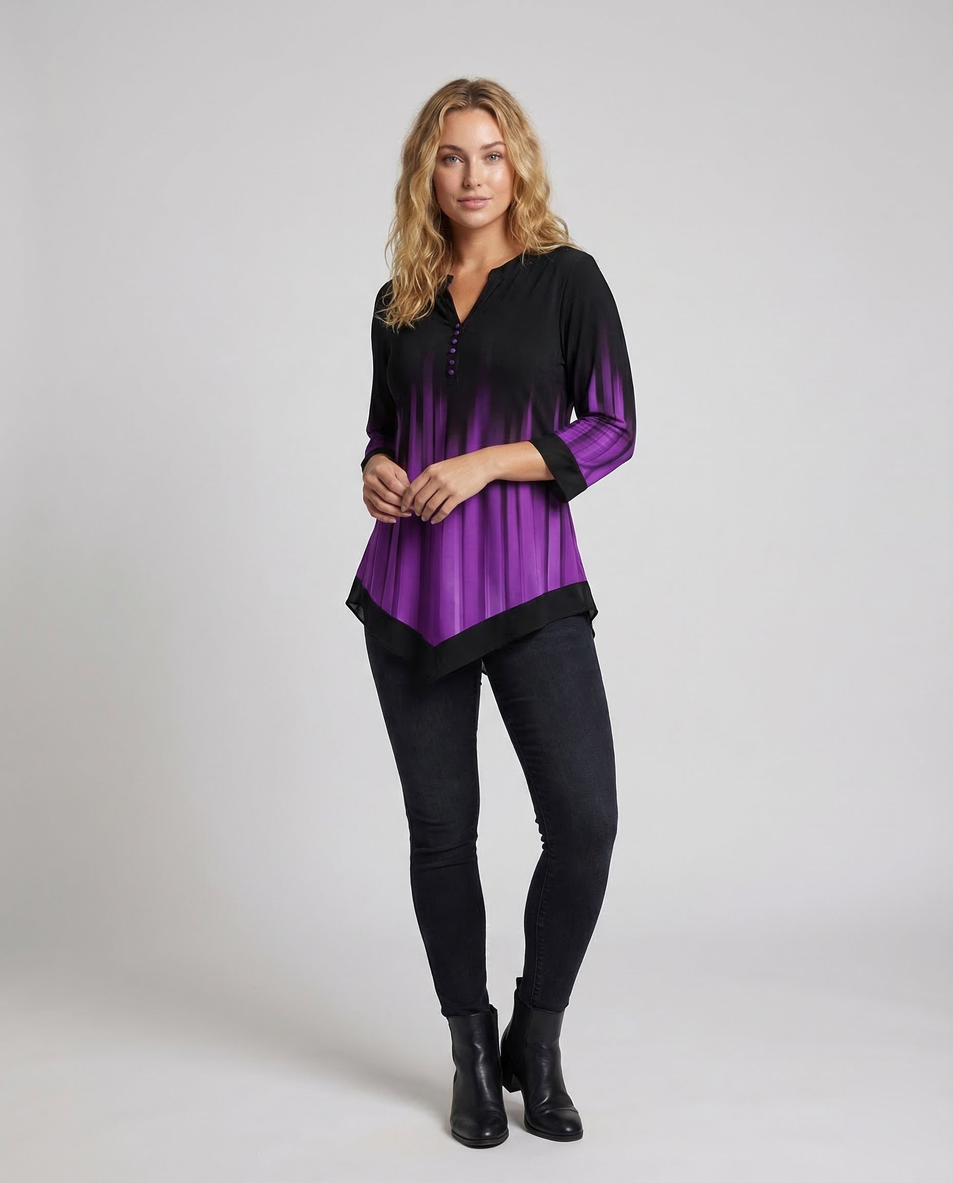 Damen Asymmetrische Tunika Plissee-Optik - Norvielle