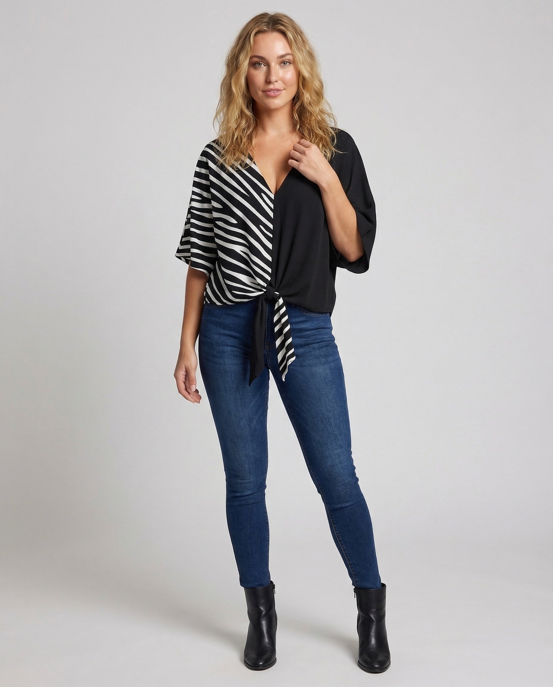 Damen Asymmetrisches Wickelshirt Tiermuster - Norvielle