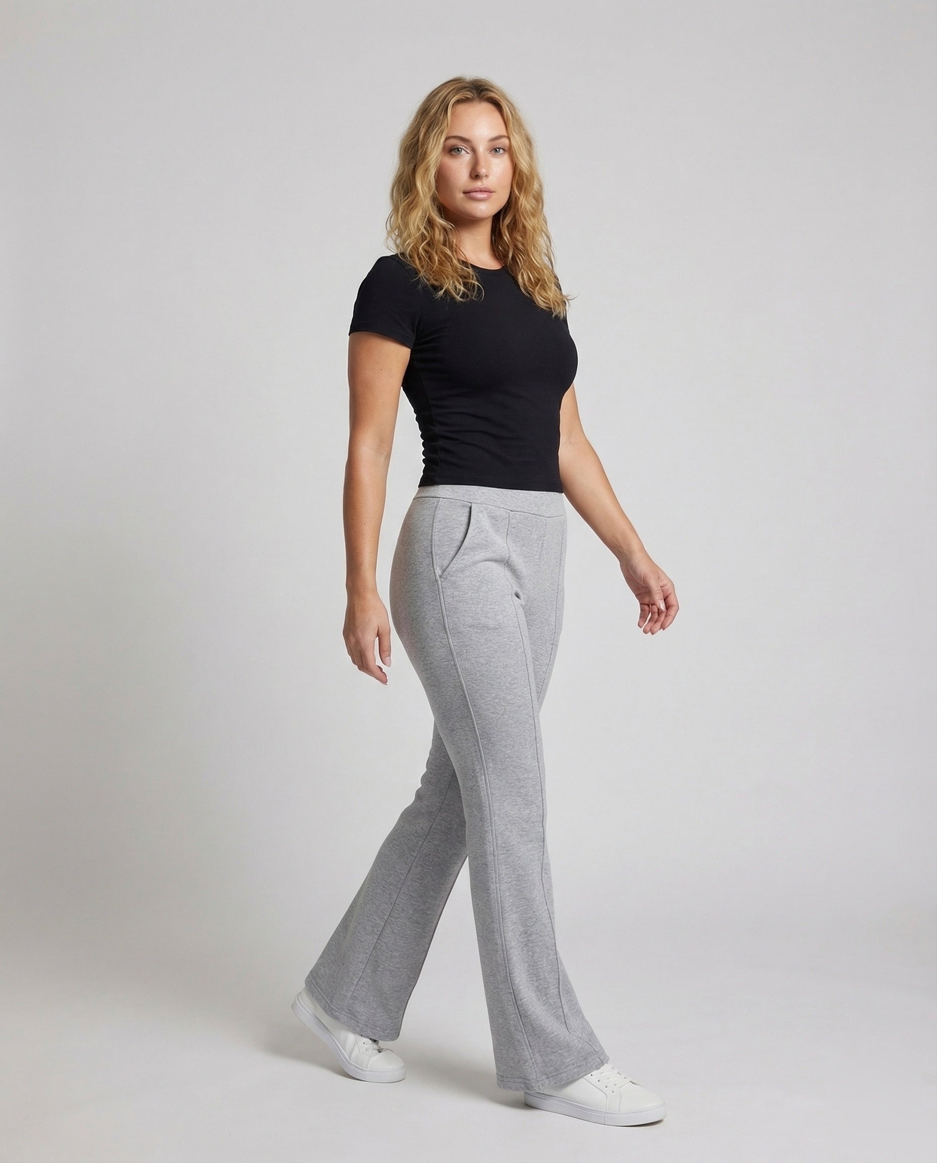 Damen Loungehose Angerauter Sweatstoff Schwarz - Norvielle