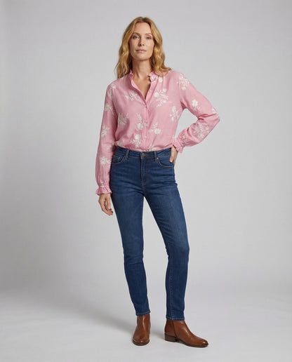 Damen Bluse Puffärmel Bestickt - Norvielle