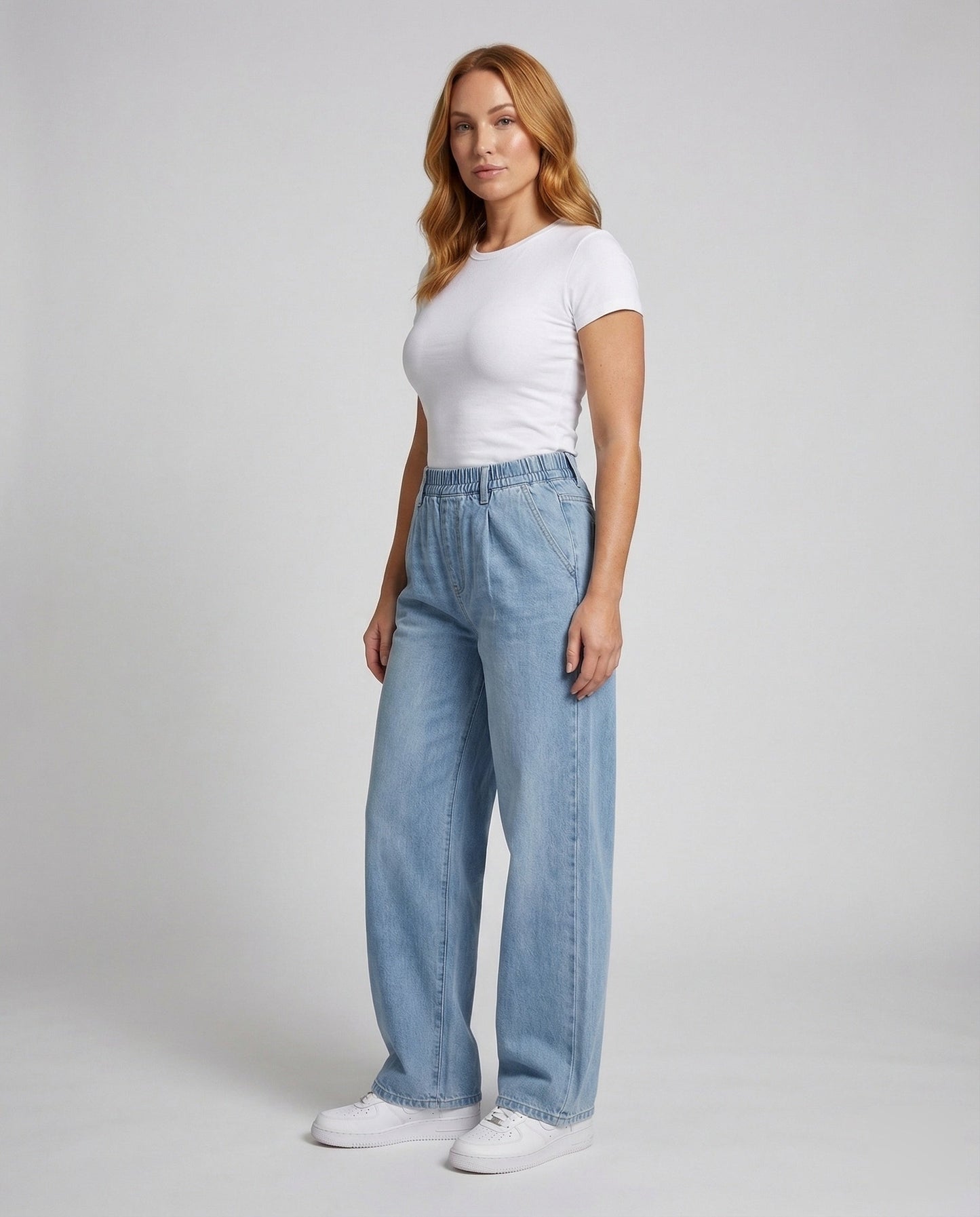 Damen Extraweite Palazzohose Tunnelzug Schwarz - Norvielle