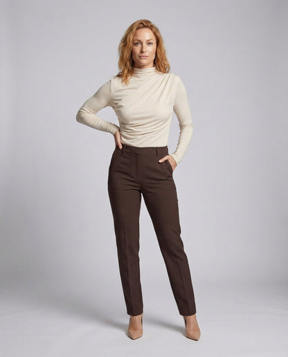 Damen Rollkragen Langarmshirt Drapiert - Norvielle