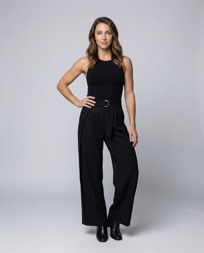 Damen Bundfaltenhose mit D-Ring-Gürtel - Norvielle