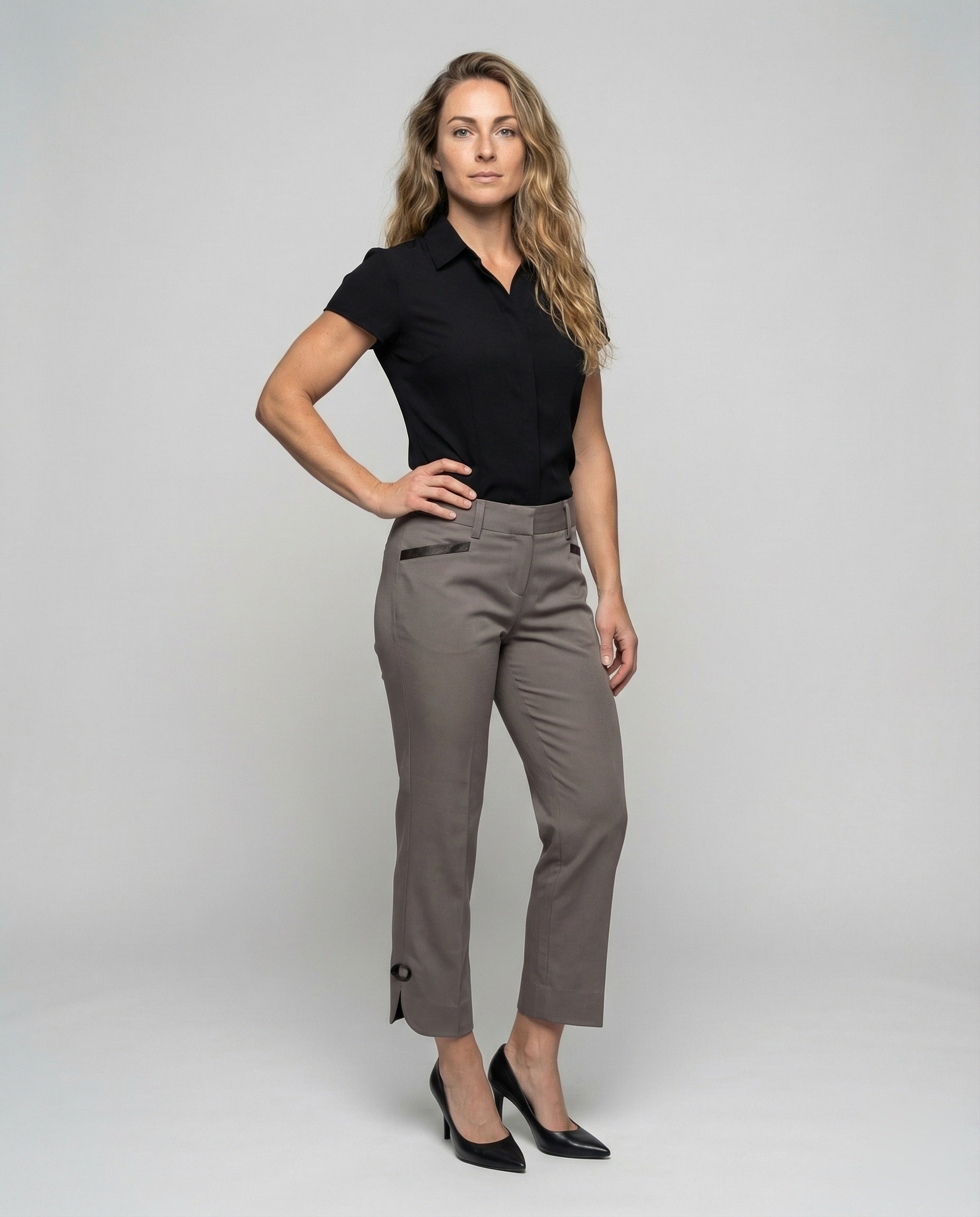 Damen Smokinghose Knöchellang Satin - Norvielle