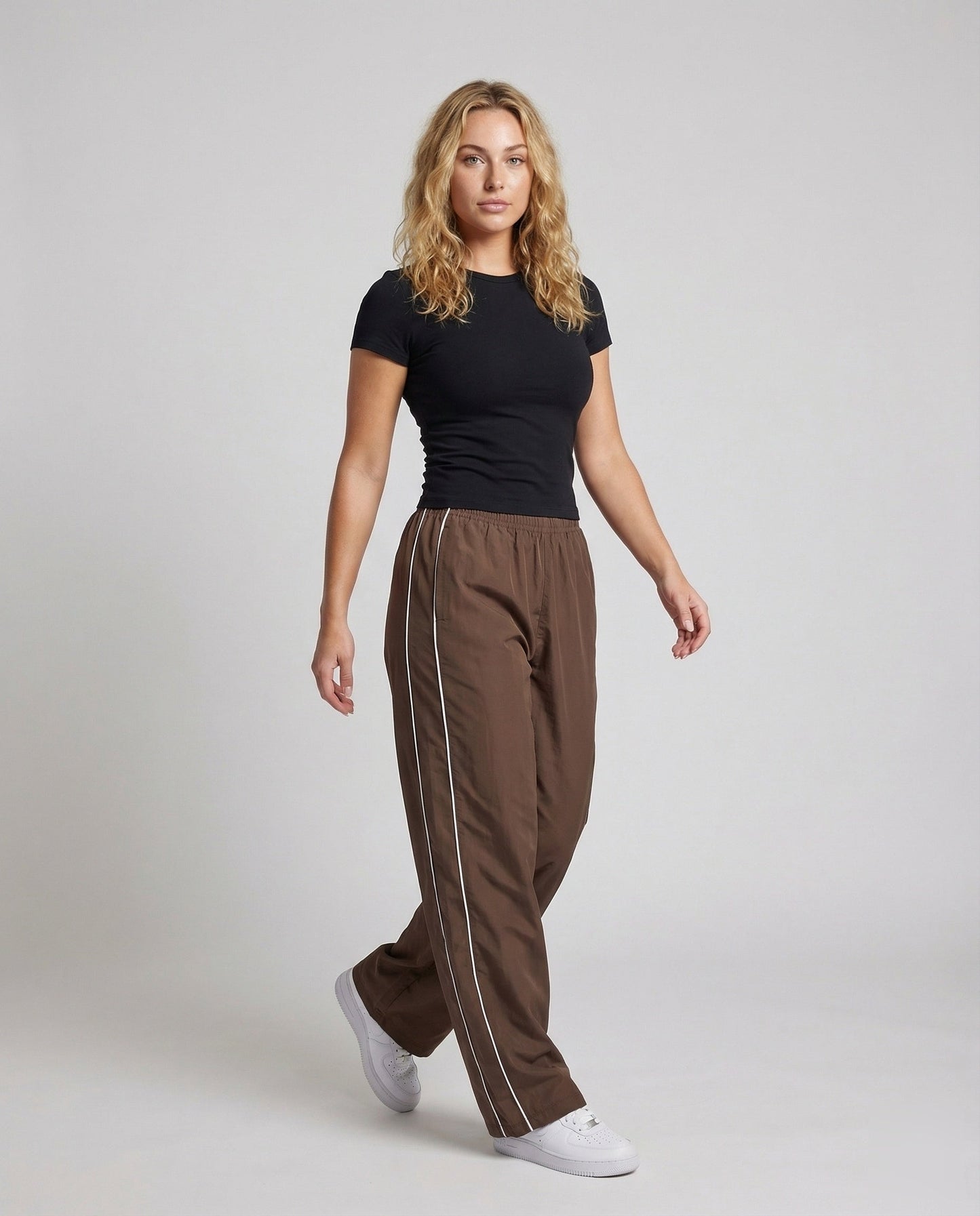Damen Leinenhose Palazzo Kordelbund Beige - Norvielle