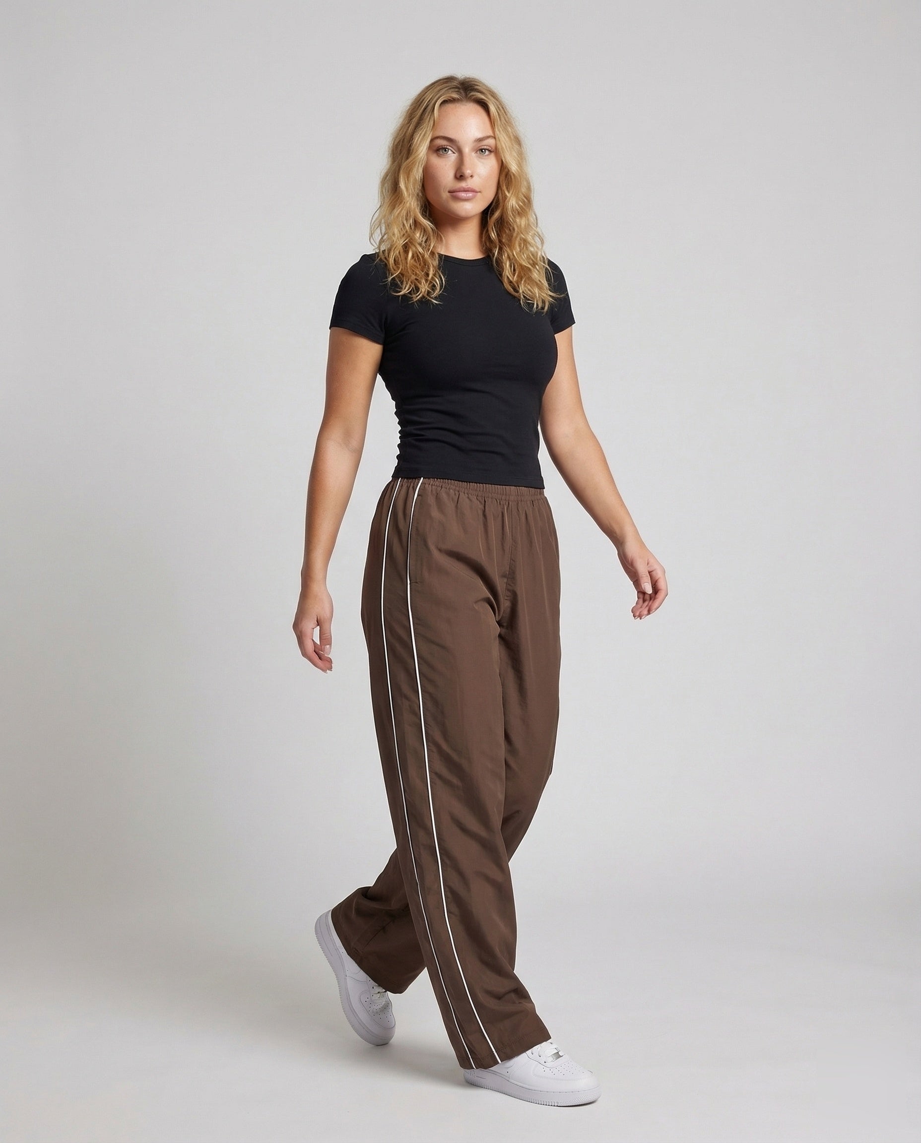 Damen Leinenhose Palazzo Kordelbund Beige - Norvielle