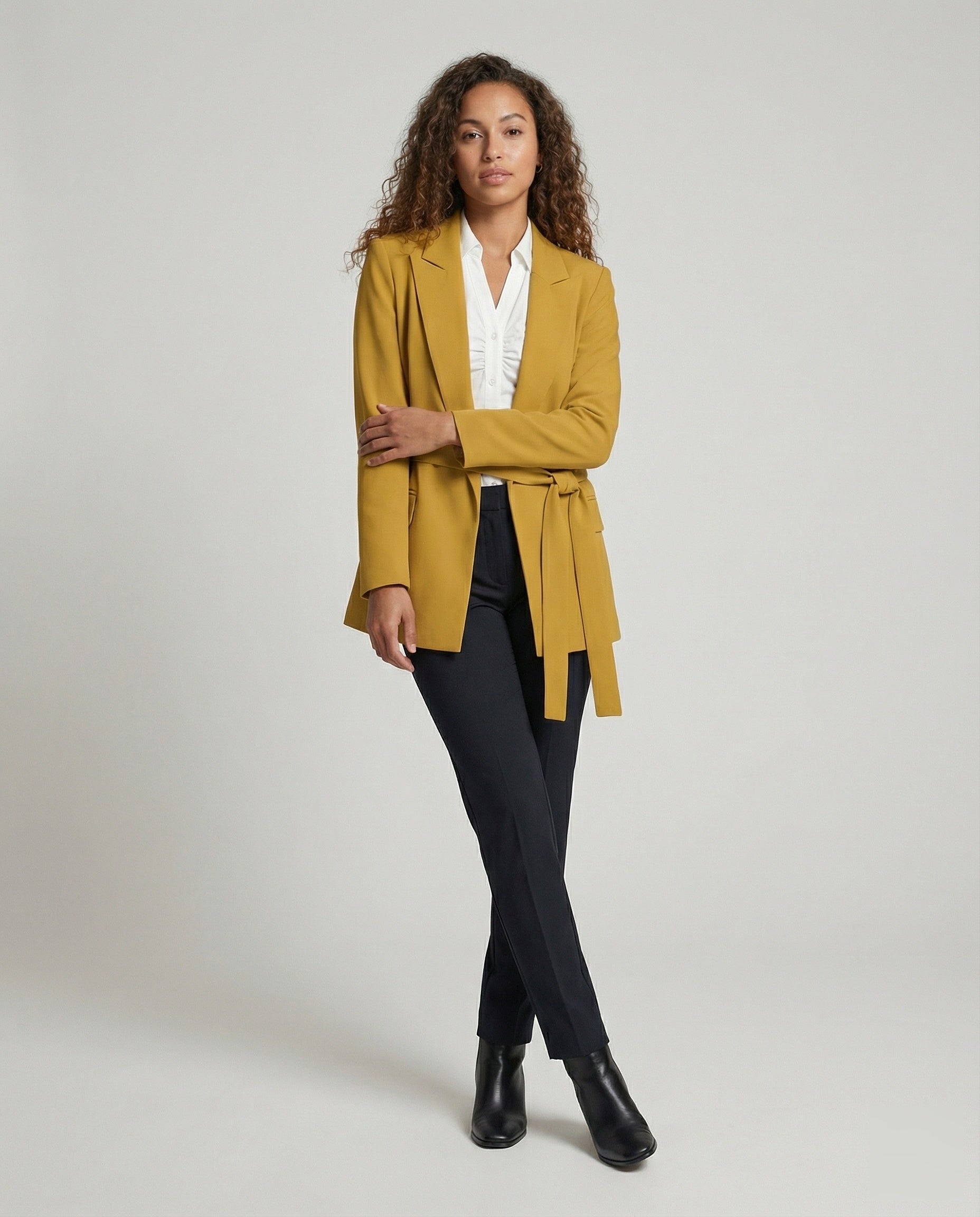Damen Taillierte Blazer mit Bindegürtel - Norvielle