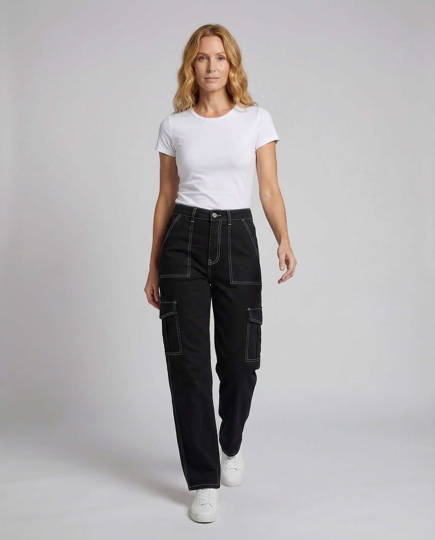 Damen Jeans Sichtbare Ziernähte Blau - Norvielle