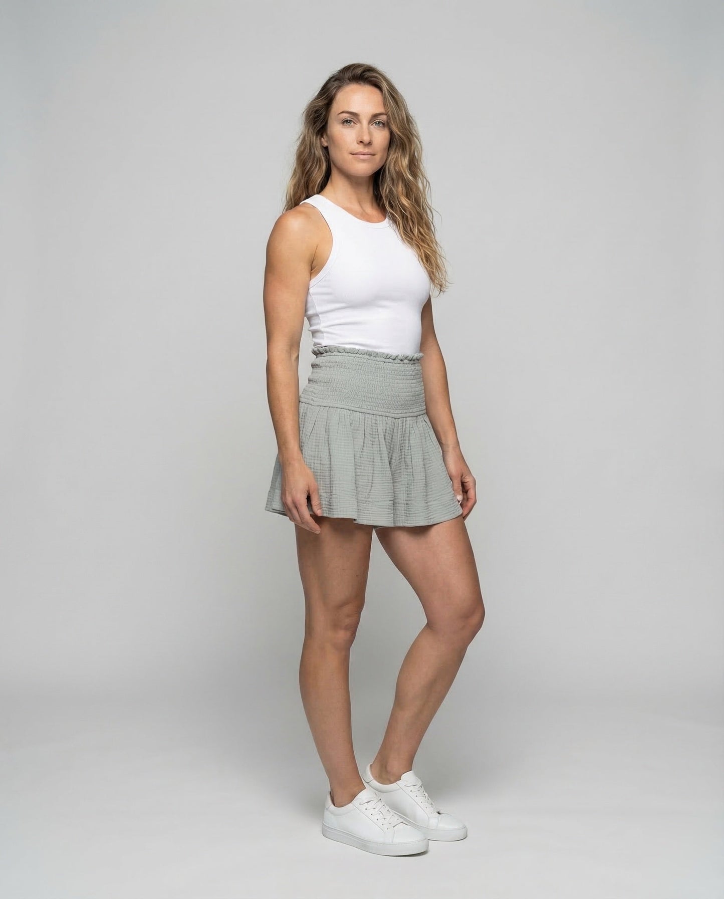 Damen Shorts Baumwollgaze Breiter Bund Schwarz - Norvielle