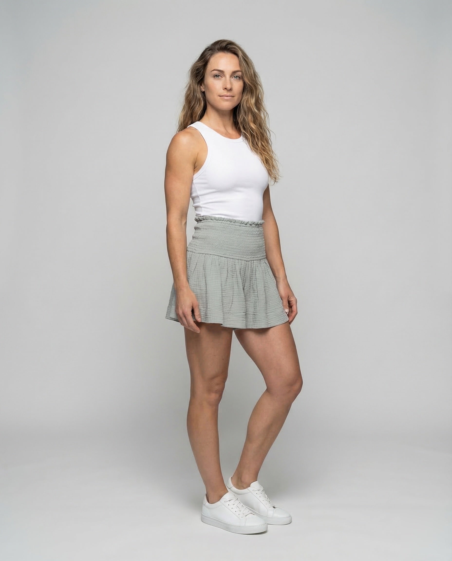 Damen Shorts Baumwollgaze Breiter Bund Schwarz - Norvielle