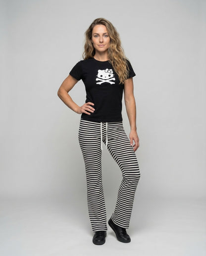 Damen Jerseyhose Rippstruktur Kordelzugbund Schwarz - Norvielle