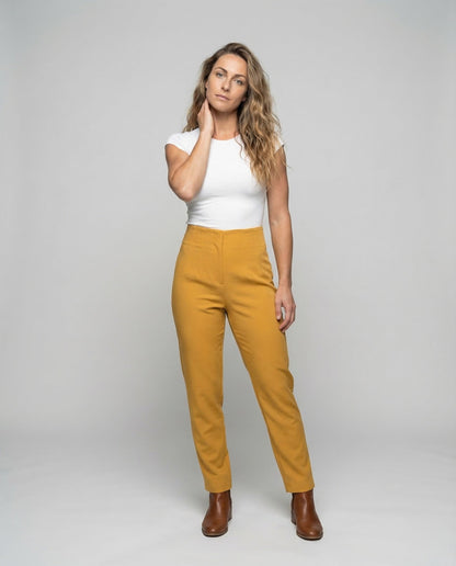 Damen Stoffhose Schmal Formend Schwarz - Norvielle