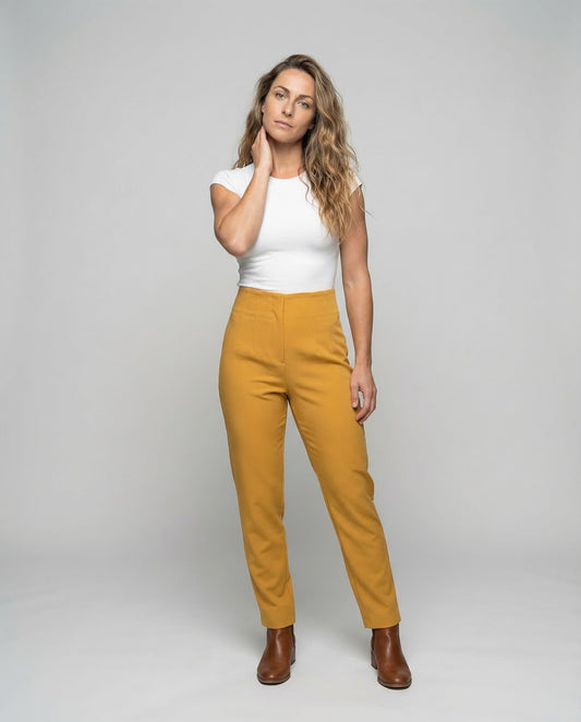 Damen Stoffhose Schmal Formend Schwarz - Norvielle