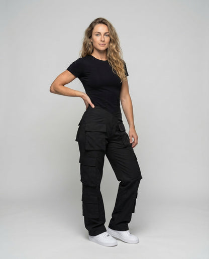 Damen Utility-Hose V-Bund mit Klappentaschen - Norvielle