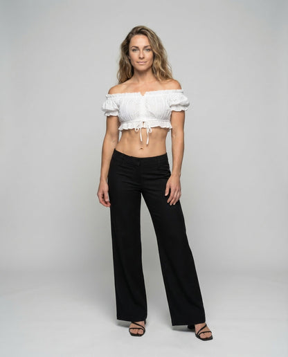 Damen Weite Palazzohose Satinoptik Taillengürtel - Norvielle