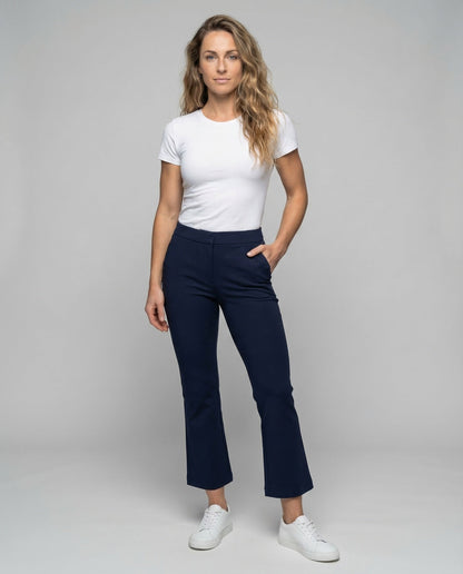 Damen Slim-Anklehose Stretchjersey Elastisch Schwarz - Norvielle
