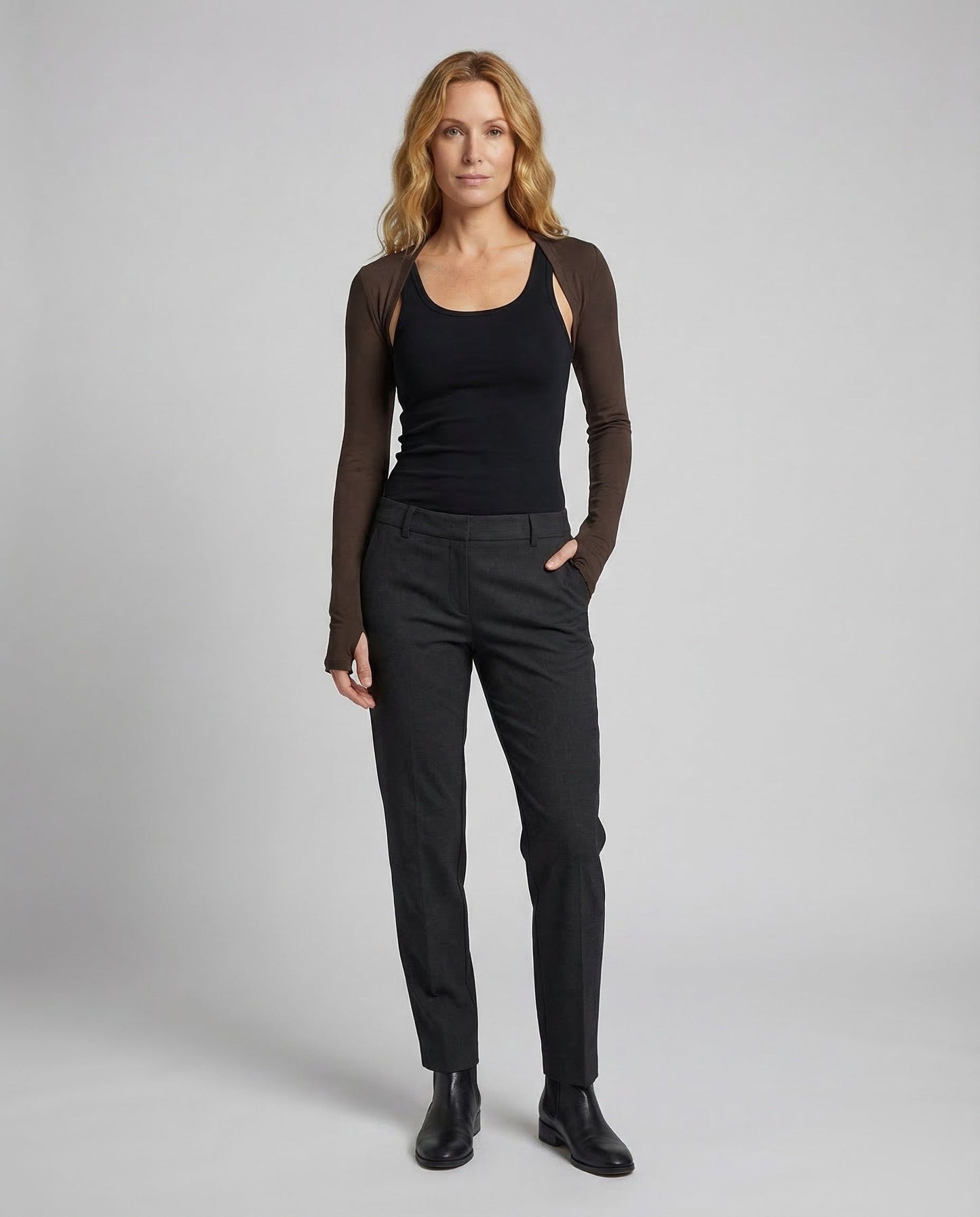 Damen Kurzbolero Stretchjersey Raglanärmel Schwarz - Norvielle