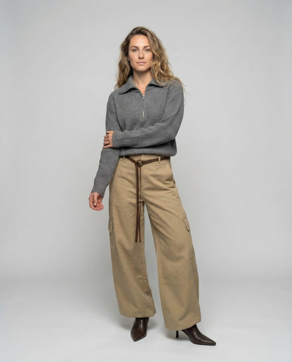 Damen Cargo-Hose Workwear-Stil mit Ring-Kordel - Norvielle