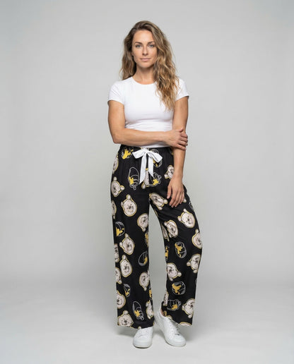 Damen Loungehose mit Comic-Druck und Schleifendetail - Norvielle