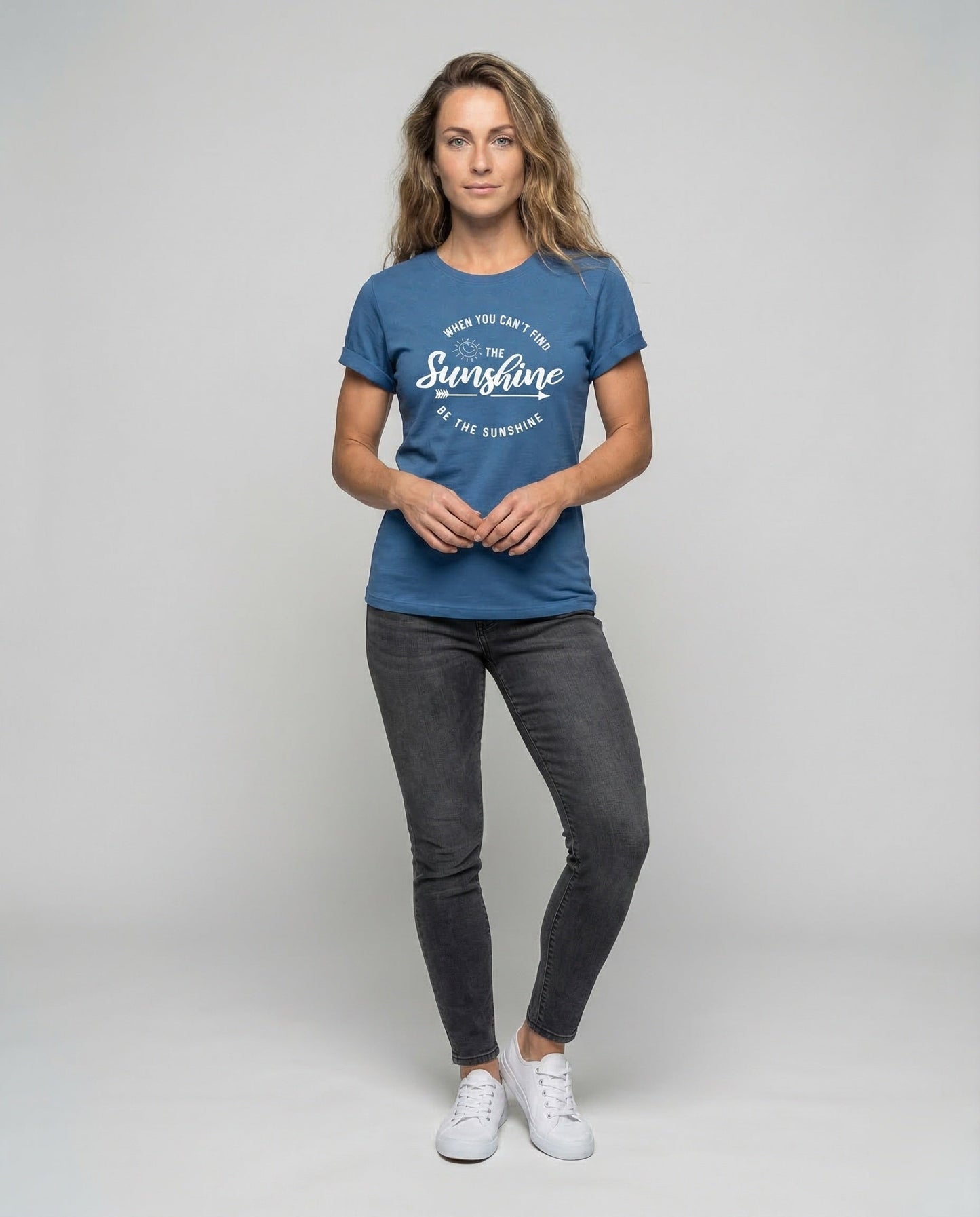 Damen Kurzarmshirt mit Knotensaum und Frontmotiv - Norvielle