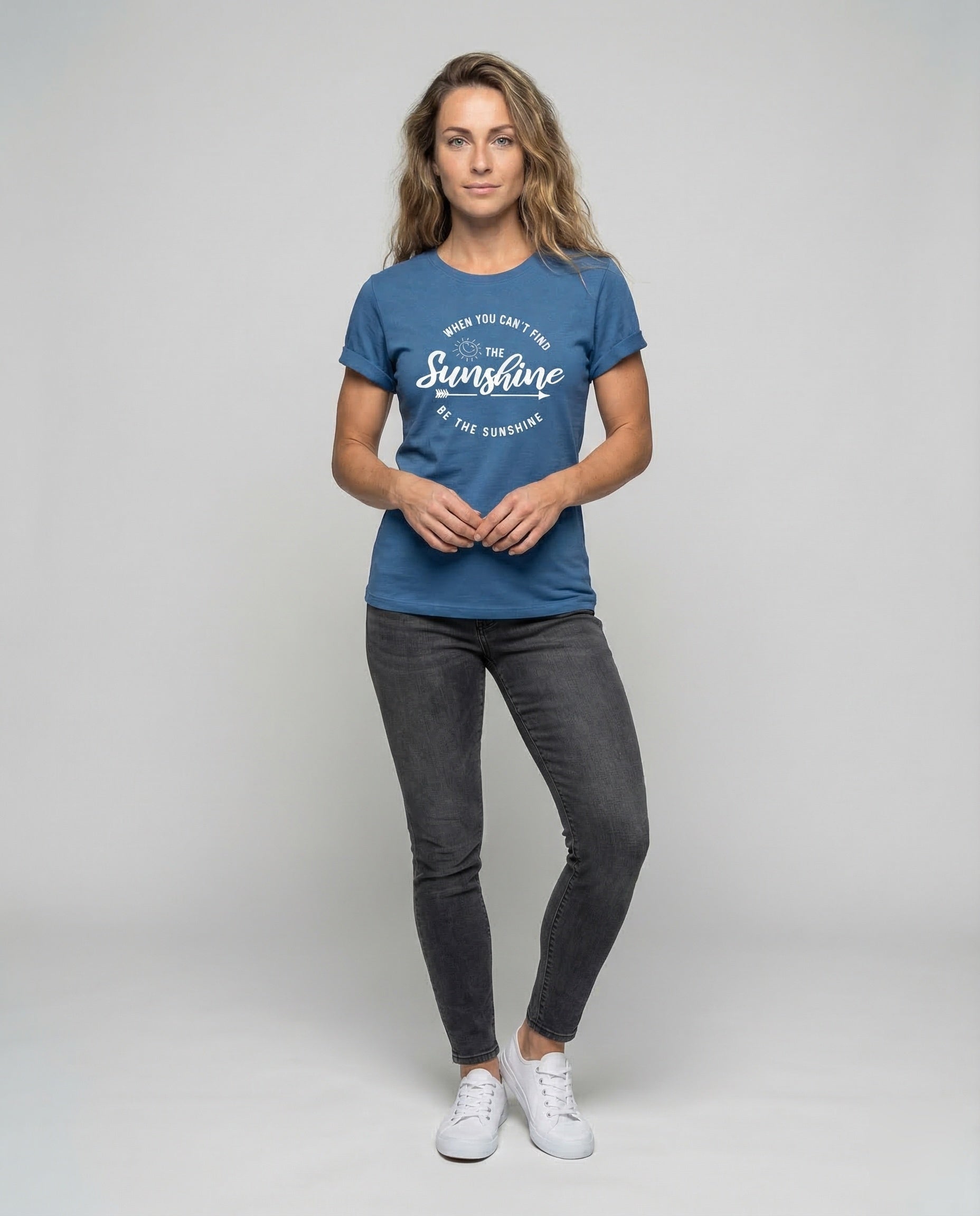Damen Kurzarmshirt mit Knotensaum und Frontmotiv - Norvielle