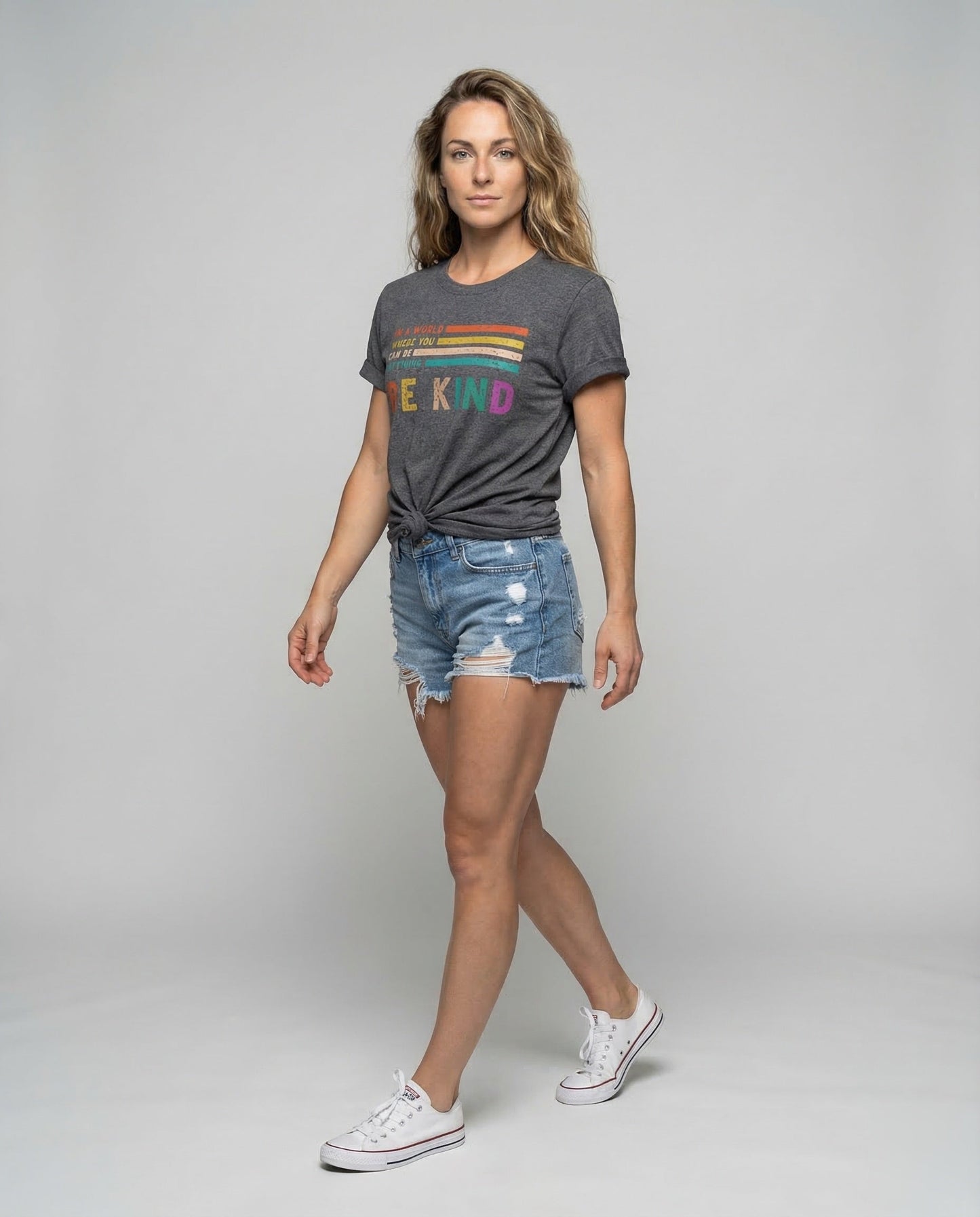 Damen Vintage T-Shirt Be-Kind-Print - Norvielle