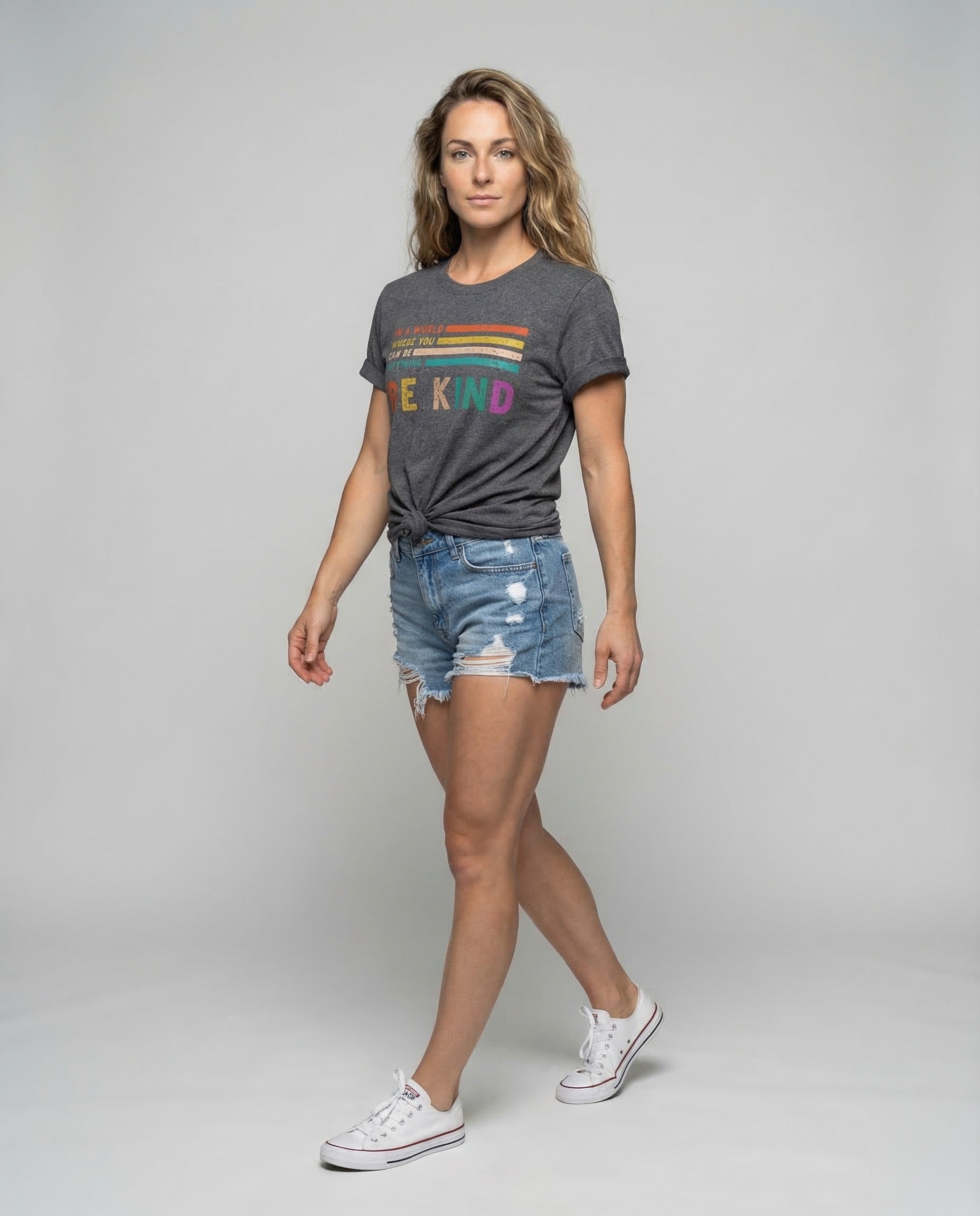 Damen Vintage T-Shirt Be-Kind-Print - Norvielle