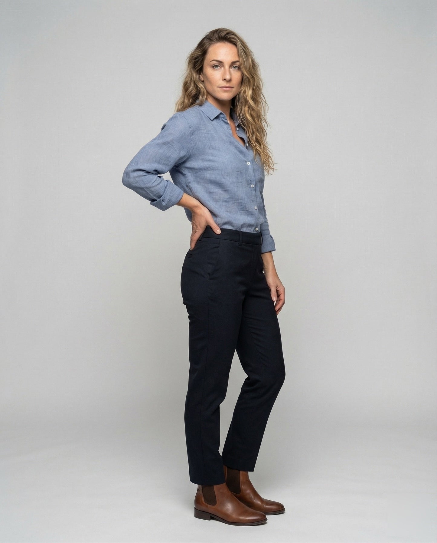 Damen Leinenbluse Mit Brusttasche Leicht - Norvielle