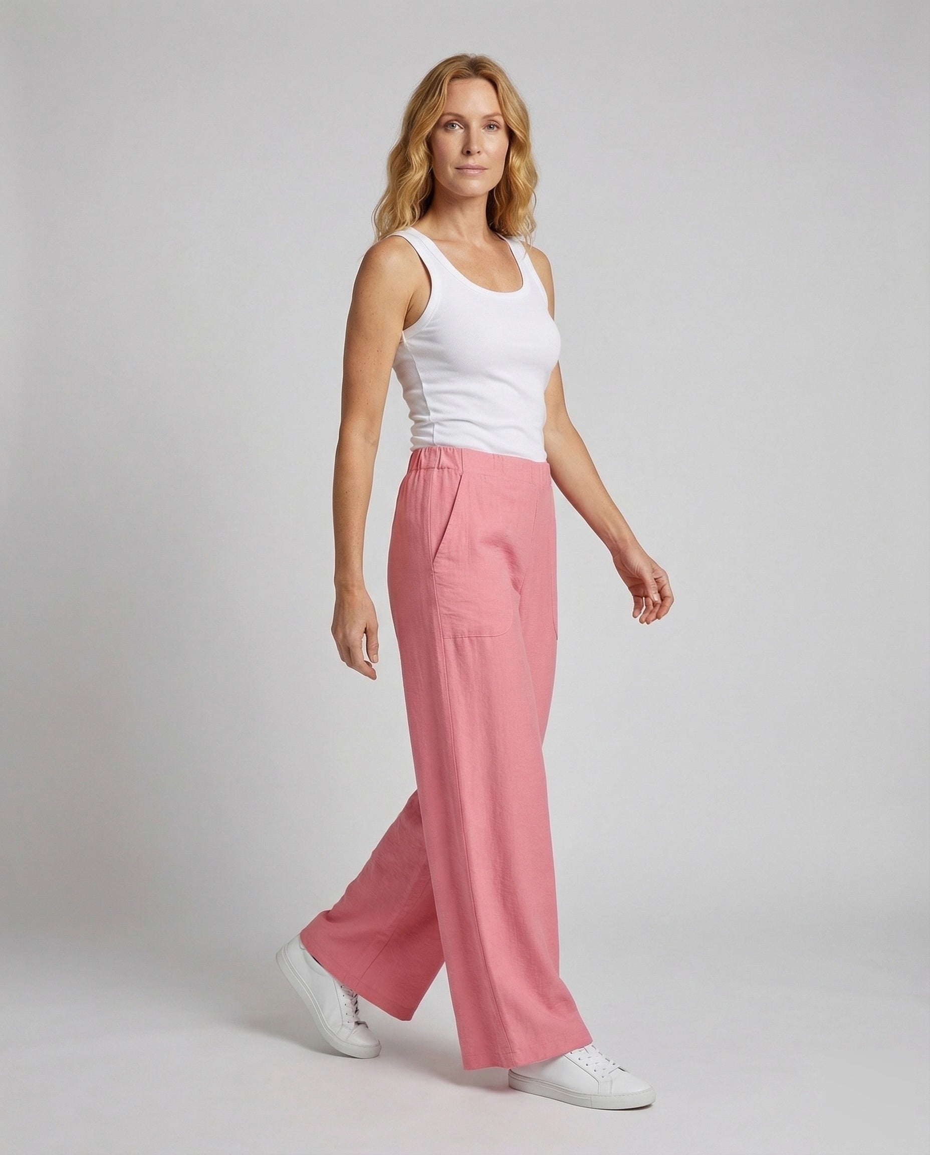 Damen Palazzohose Leinenmix Hochbund - Norvielle