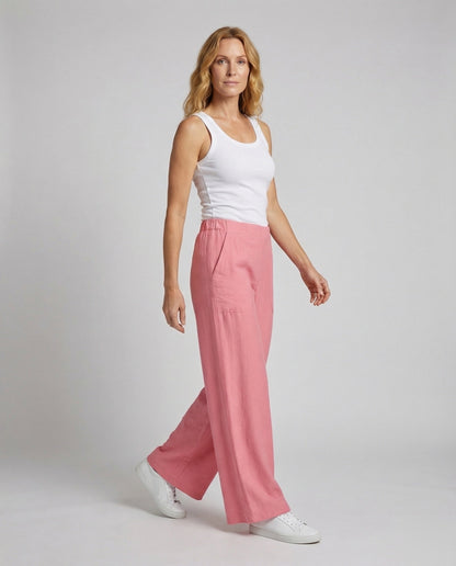 Damen Palazzohose Leinenmix Hochbund - Norvielle
