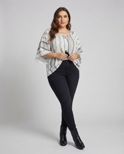 Damen Tunika Boho Stil Kordelzug Quasten - Norvielle