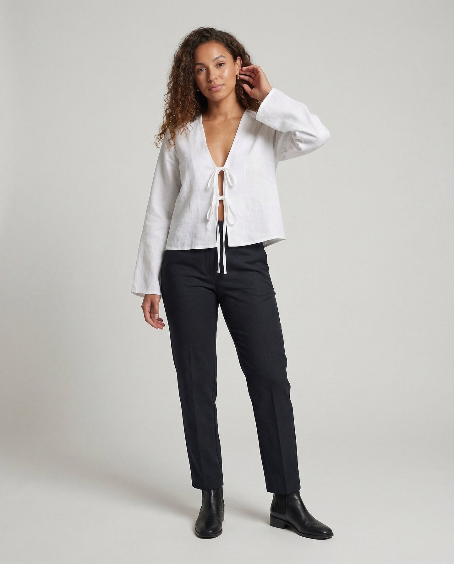 Damen Bindebluse Doppelte Knotenfront - Norvielle
