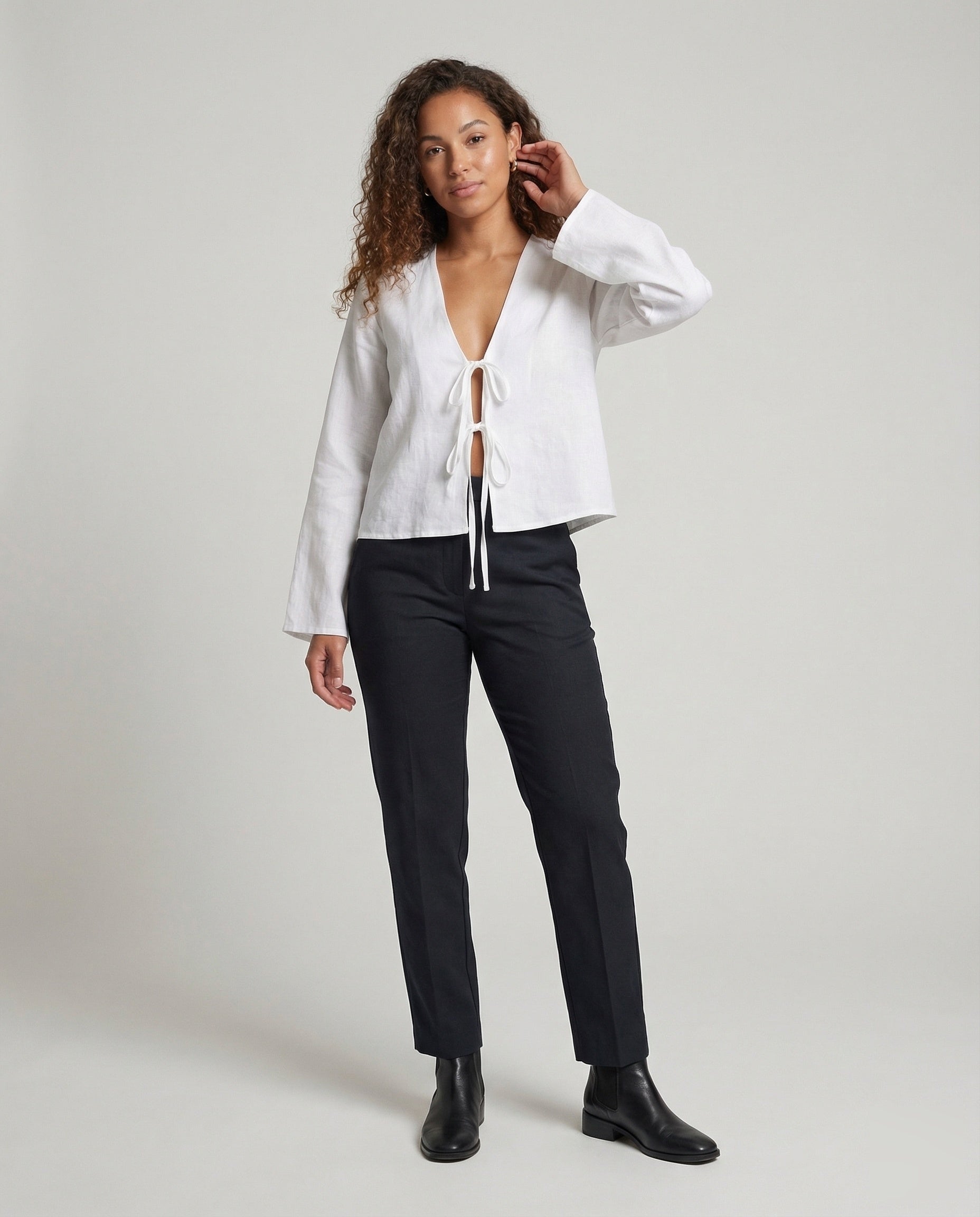 Damen Bindebluse Doppelte Knotenfront - Norvielle