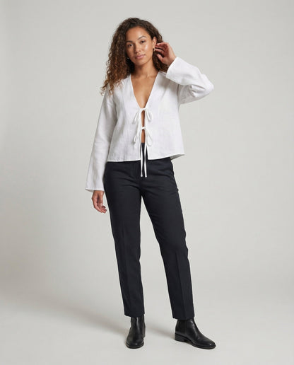 Damen Bindebluse Doppelte Knotenfront - Norvielle
