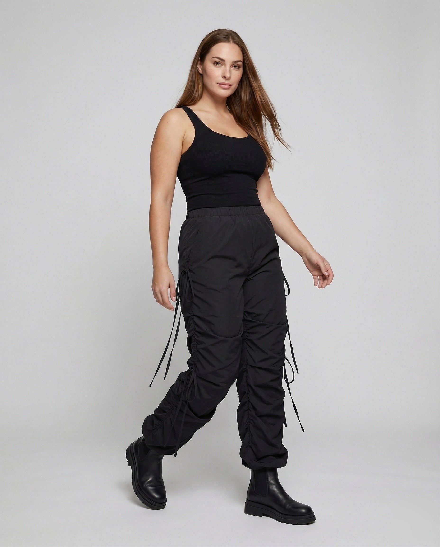Damen Geraffte Kordelhose mit Bindebändern - Norvielle