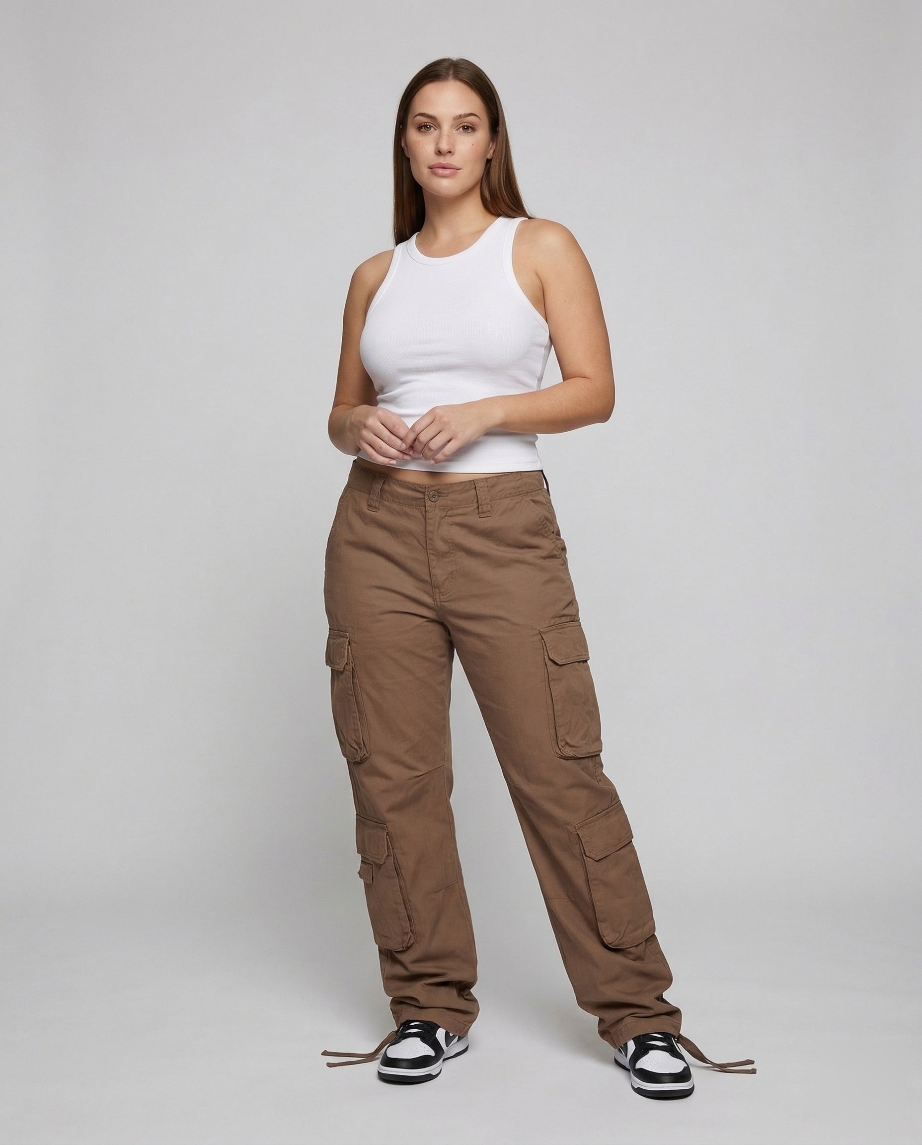 Damen Mehrtaschen-Hose mit Dekor-Saumbändern - Norvielle
