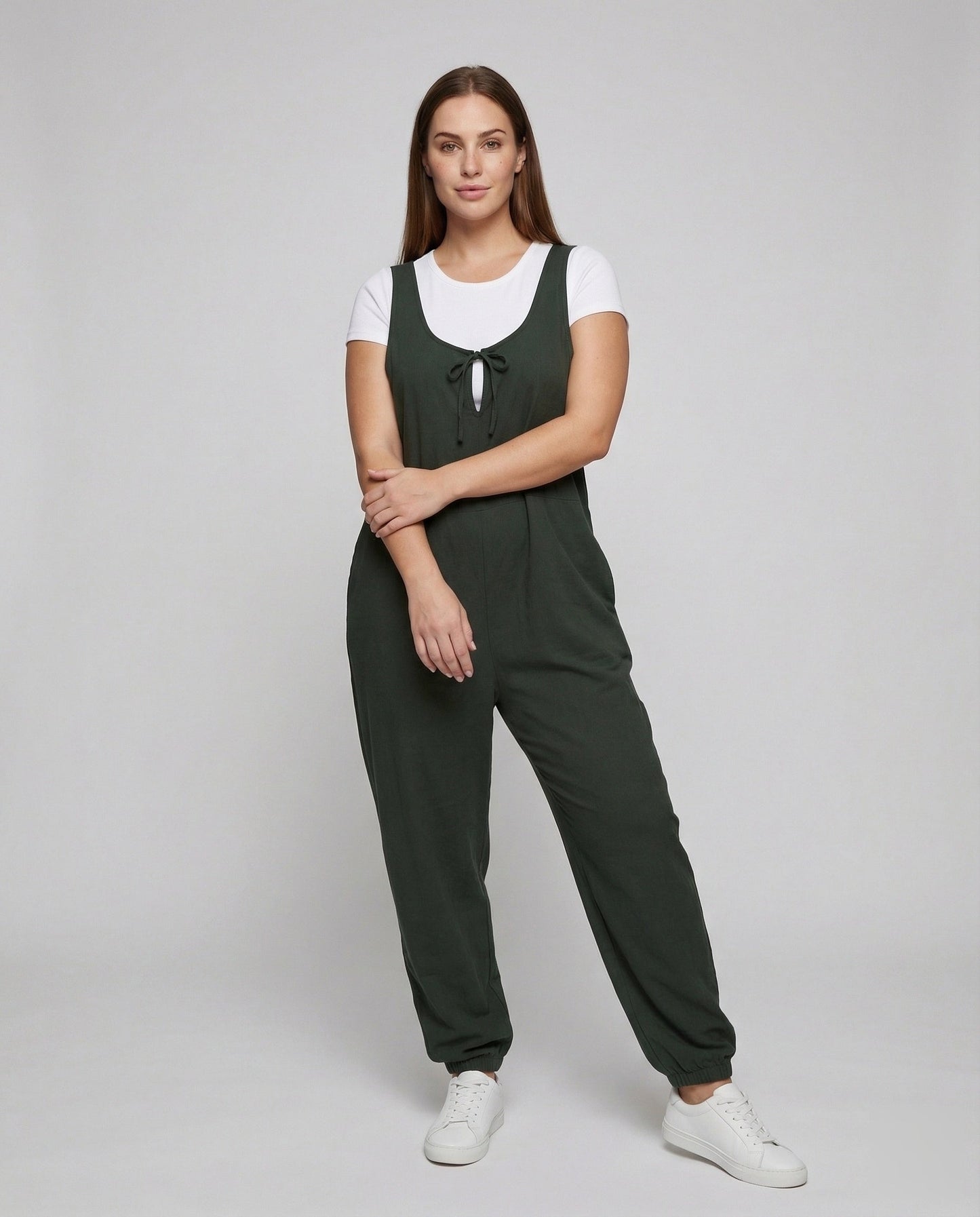 Damen Leinenoverall Tiefer Schritt - Norvielle