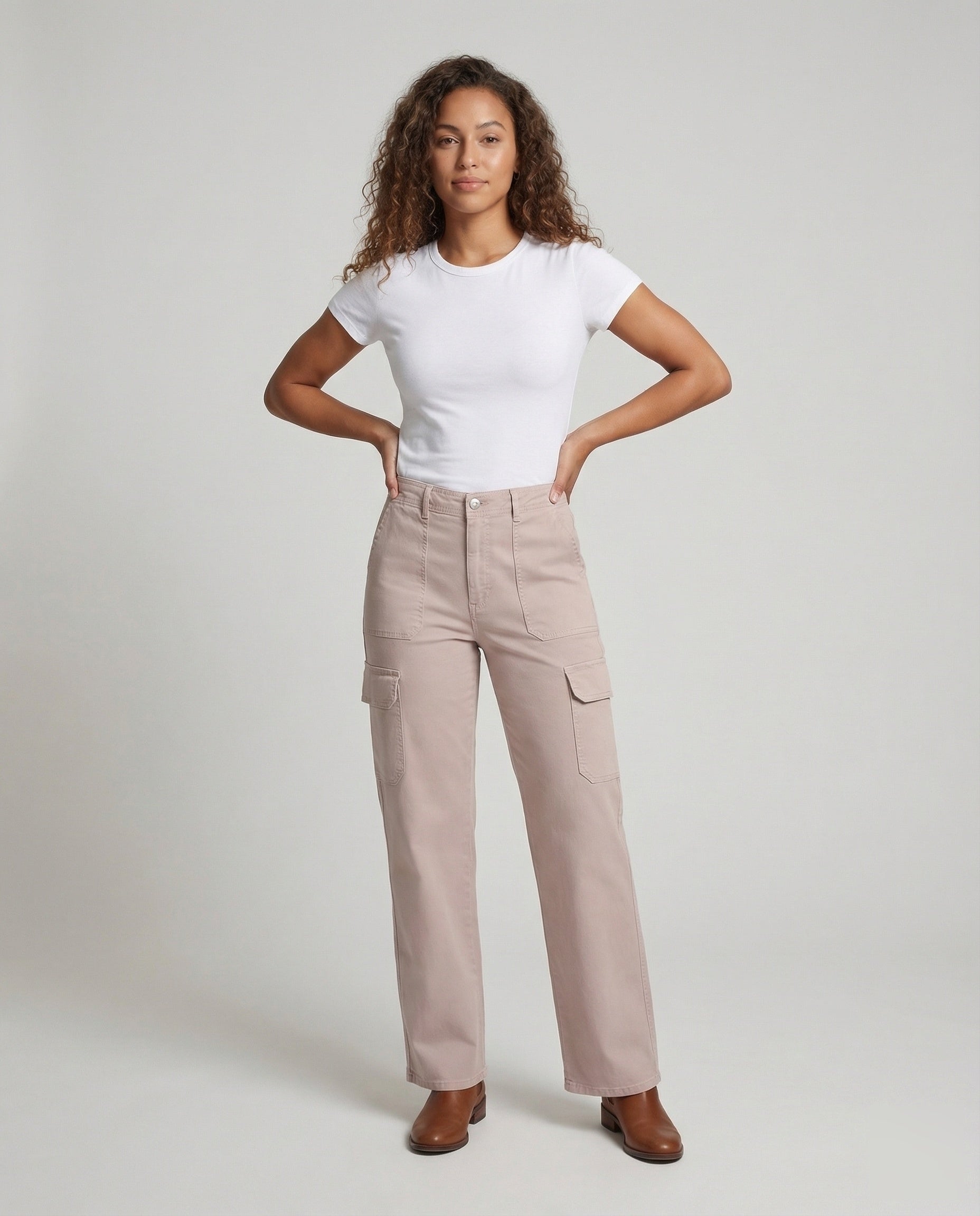 Damen Stoffhose mit Knie-Pattentaschen - Norvielle