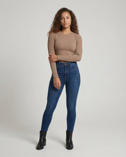 Damen Langarmshirt Gerippt Nahtlos - Norvielle