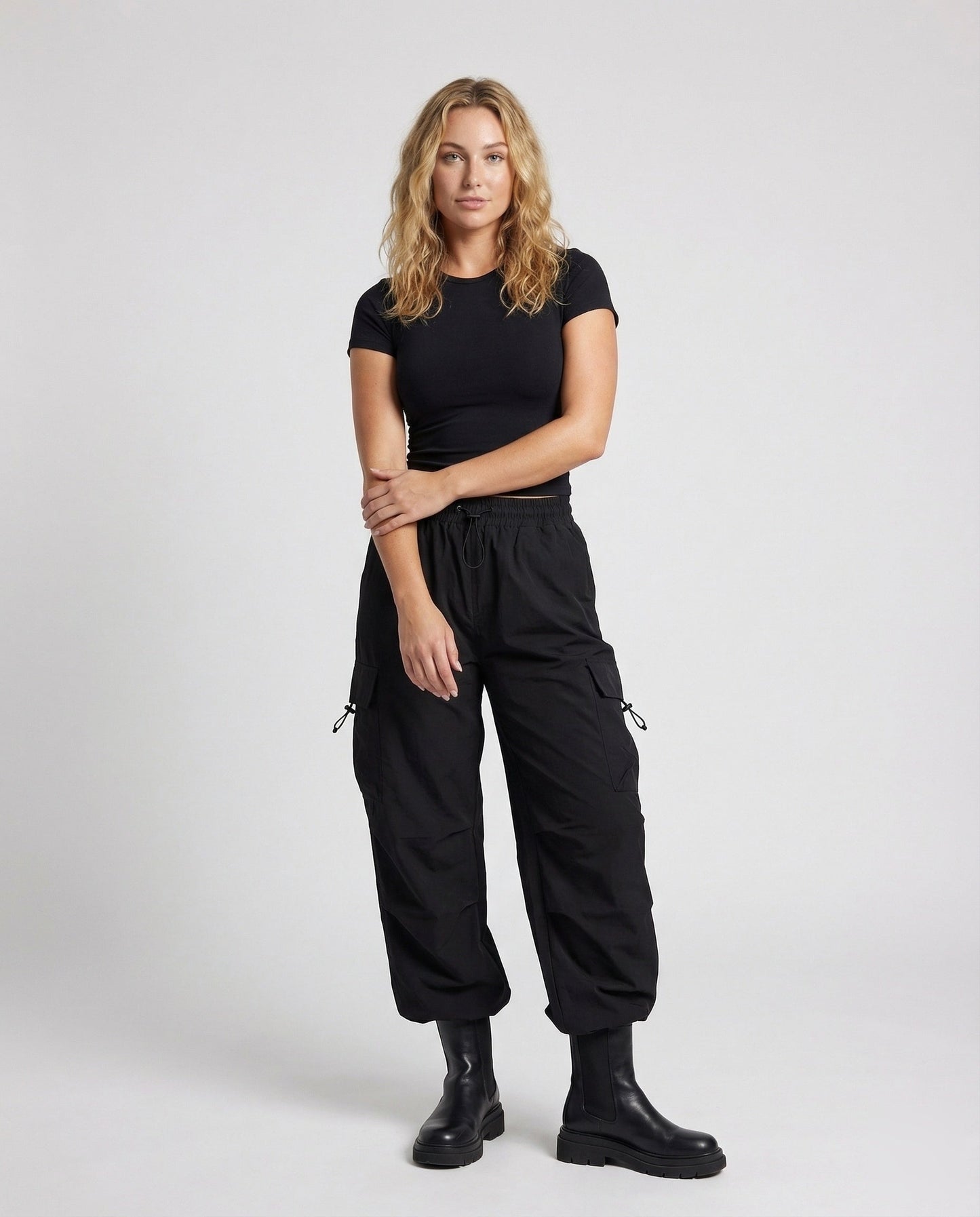 Damen Cargo-Hose Verstellbarer Saum Bundfalten - Norvielle